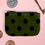 Polka Dots - Black on Army Green Mini Coin Purse