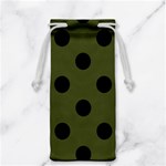 Polka Dots - Black on Army Green Jewelry Bag