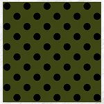 Polka Dots - Black on Army Green Canvas 16  x 16 