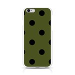 Polka Dots - Black on Army Green Apple iPhone 6/6S Silicone Case (Transparent)