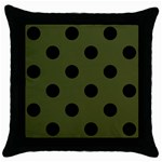 Polka Dots - Black on Army Green Throw Pillow Case (Black)