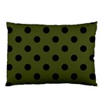Polka Dots - Black on Army Green Pillow Case (Two Sides)