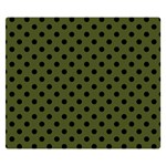 Polka Dots - Black on Army Green Double Sided Flano Blanket (Small)