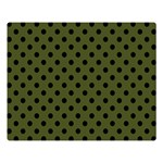 Polka Dots - Black on Army Green Double Sided Flano Blanket (Large)