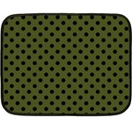 Polka Dots - Black on Army Green Double Sided Fleece Blanket (Mini)