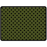 Polka Dots - Black on Army Green Fleece Blanket (Large) (One Side)