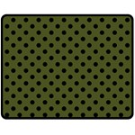 Polka Dots - Black on Army Green Fleece Blanket (Medium) (One Side)