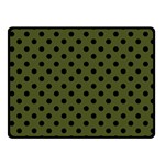 Polka Dots - Black on Army Green Fleece Blanket (Small) (One Side)