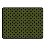 Polka Dots - Black on Army Green Double Sided Fleece Blanket (Small) (Two Sides)