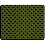 Polka Dots - Black on Army Green Double Sided Fleece Blanket (Medium) (Two Sides)