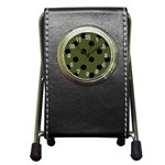 Polka Dots - Black on Army Green Pen Holder Desk Clock