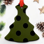Polka Dots - Black on Army Green Christmas Tree Ornament (Two Sides)