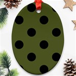 Polka Dots - Black on Army Green Ornament (Oval)