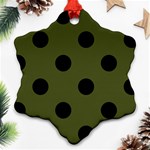 Polka Dots - Black on Army Green Ornament (Snowflake)