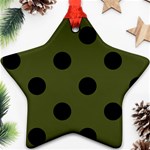 Polka Dots - Black on Army Green Star Ornament (Two Sides)