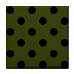 Polka Dots - Black on Army Green Tile Coaster