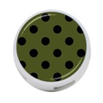 Polka Dots - Black on Army Green 4-Port USB Hub (Two Sides)