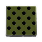 Polka Dots - Black on Army Green Memory Card Reader (Square)