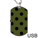 Polka Dots - Black on Army Green Dog Tag USB Flash (Two Sides)