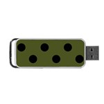 Polka Dots - Black on Army Green Portable USB Flash (Two Sides)