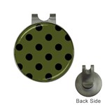 Polka Dots - Black on Army Green Golf Ball Marker Hat Clip