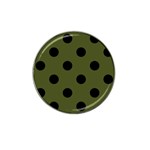 Polka Dots - Black on Army Green Hat Clip Ball Marker