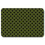 Polka Dots - Black on Army Green Large Doormat
