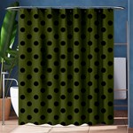 Polka Dots - Black on Army Green Shower Curtain 60  x 72  (Medium)