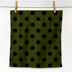 Polka Dots - Black on Army Green Face Towel