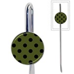 Polka Dots - Black on Army Green Book Mark