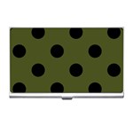 Polka Dots - Black on Army Green Business Card Holder
