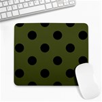 Polka Dots - Black on Army Green Large Mousepad