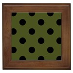 Polka Dots - Black on Army Green Framed Tile