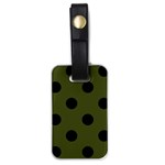 Polka Dots - Black on Army Green Luggage Tag (One Side)