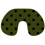 Polka Dots - Black on Army Green Travel Neck Pillow