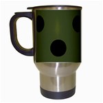 Polka Dots - Black on Army Green Travel Mug (Black)