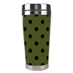 Polka Dots - Black on Army Green Stainless Steel Travel Tumbler