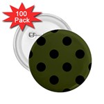 Polka Dots - Black on Army Green 2.25  Button (100 pack)