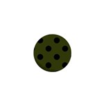 Polka Dots - Black on Army Green 1  Mini Magnet