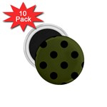 Polka Dots - Black on Army Green 1.75  Magnet (10 pack)
