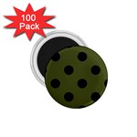 Polka Dots - Black on Army Green 1.75  Magnet (100 pack)