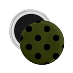 Polka Dots - Black on Army Green 2.25  Magnet