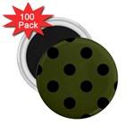 Polka Dots - Black on Army Green 2.25  Magnet (100 pack)