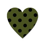 Polka Dots - Black on Army Green Magnet (Heart)