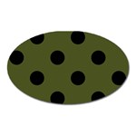 Polka Dots - Black on Army Green Magnet (Oval)