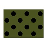 Polka Dots - Black on Army Green Sticker A4 (100 pack)