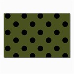 Polka Dots - Black on Army Green Postcard 4 x 6  (Pkg of 10)