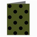 Polka Dots - Black on Army Green Greeting Card
