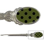 Polka Dots - Black on Army Green Letter Opener