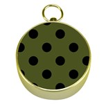 Polka Dots - Black on Army Green Gold Compass